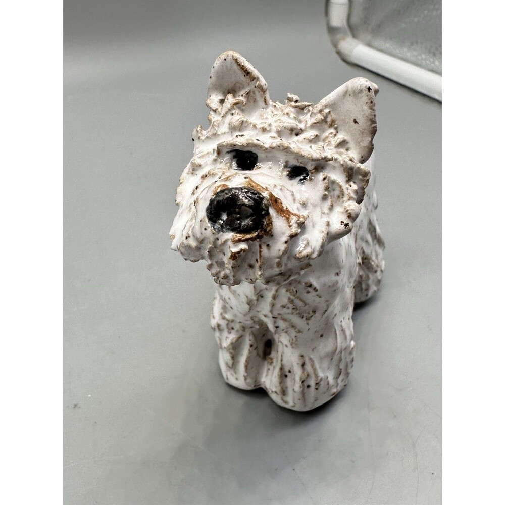 White Westie West Highland Terrier Handmade Pottery Dog Figure